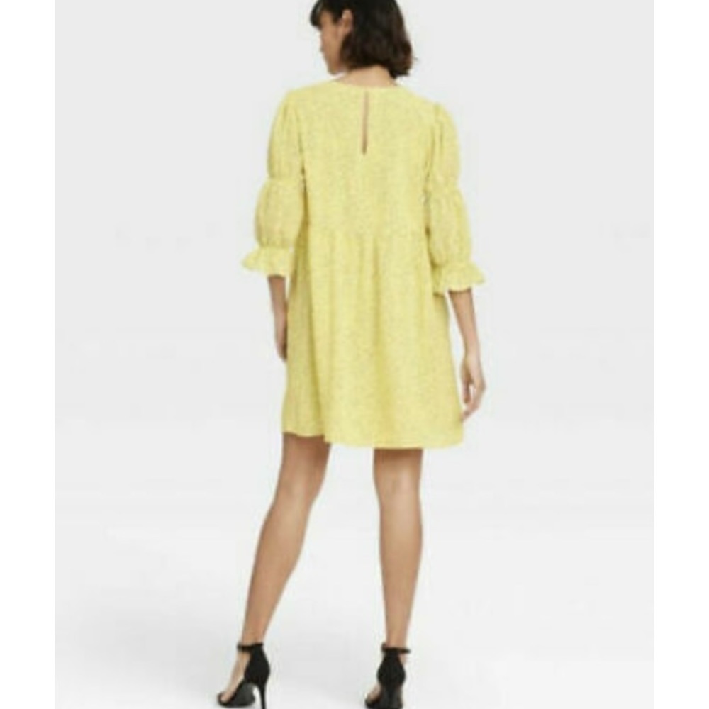 WHO what wear puff elbow sleeve a line dress - Picture 2 of 5